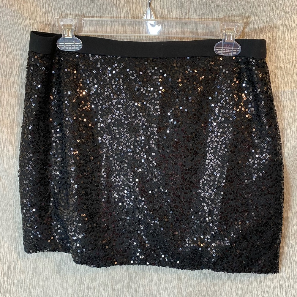 Holiday Party - J. Crew Black Sequin Mini Skirt - Size 8